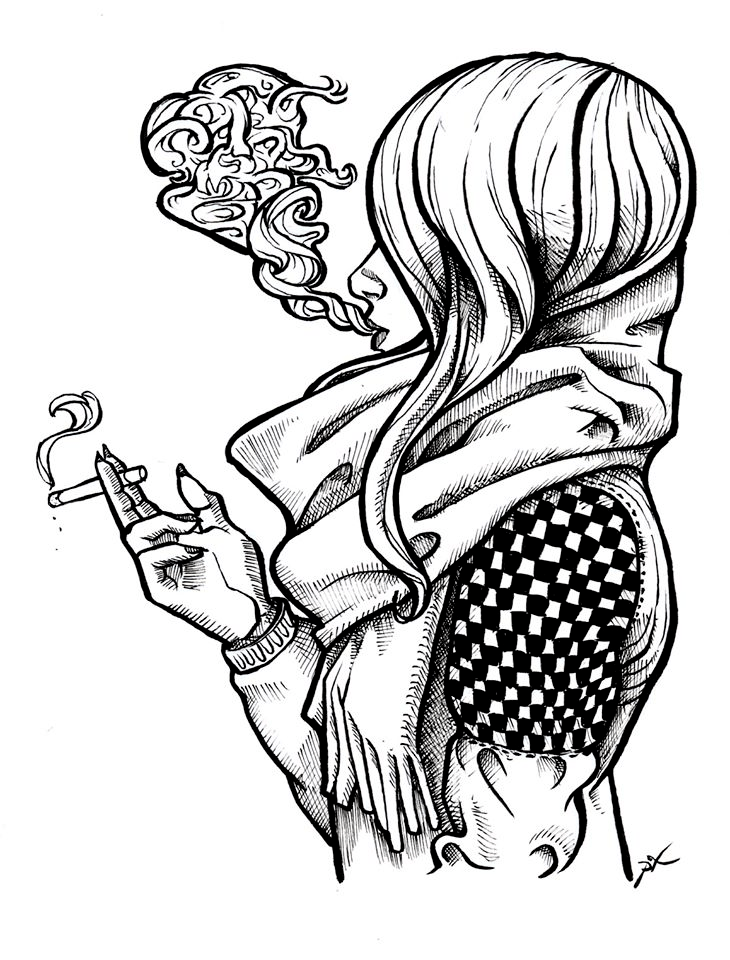 fille qui fume encrage