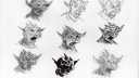 Dessins de visages en noir et blanc, style simple et expressif