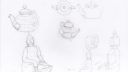 Dessins de différentes tasses et pots de café, style simple et détaillé