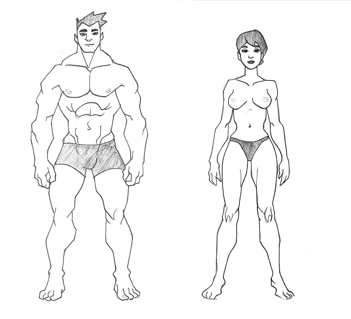 dessin homme femme nu