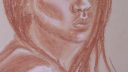 Dessin de visage humain en profil avec ombre et lumières