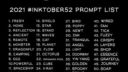Liste de prompts pour octobre 2021 sur le blog Apprendre à Dessiner (AAD)