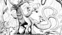 Croquis de personnages animaux en mouvement, style cartoon