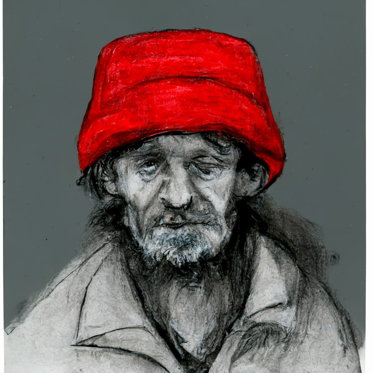 sketch_of_an_homeless_man_with_a_red_hat