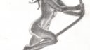 Dessin de deux personnages en mouvement, vêtements détaillés, style réaliste