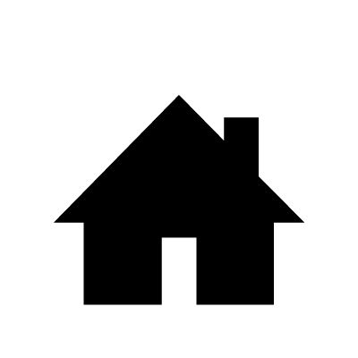Pictogramme noir simplifié d'une maison sur fond blanc