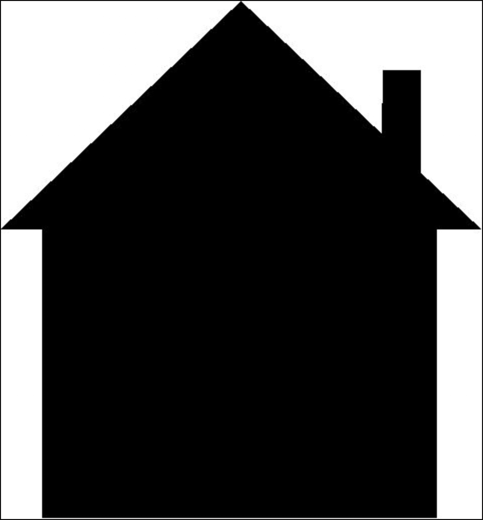 Silhouette noire d'une maison sur fond blanc
