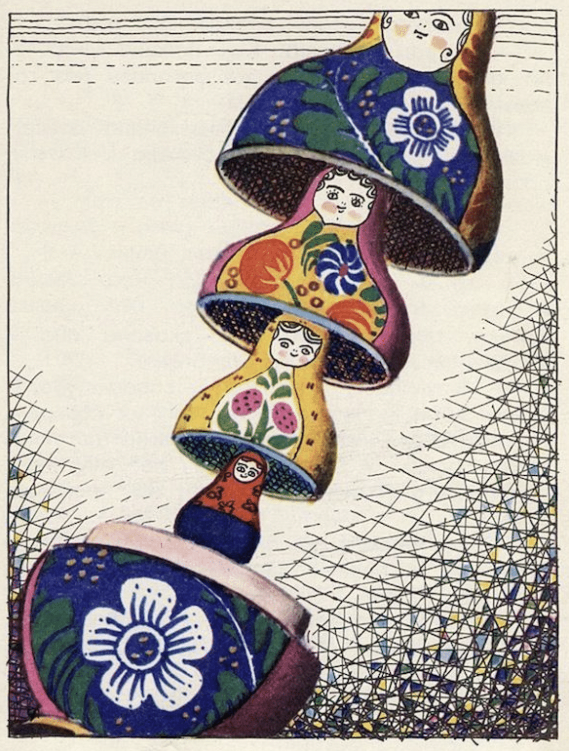 Illustration colorée de poupées russes matriochkas empilées