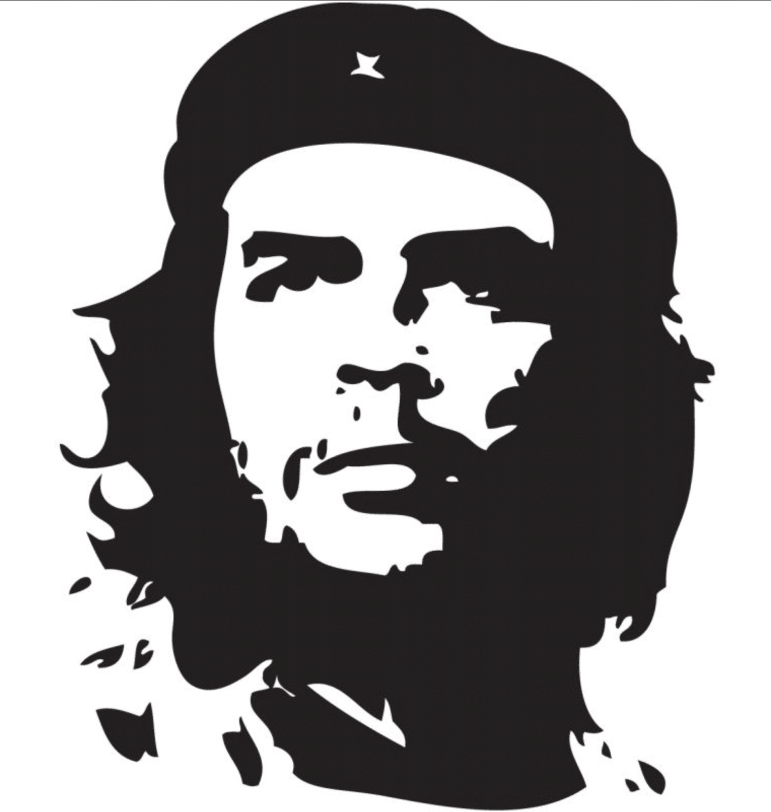 Portrait stylisé du Che Guevara en noir et blanc
