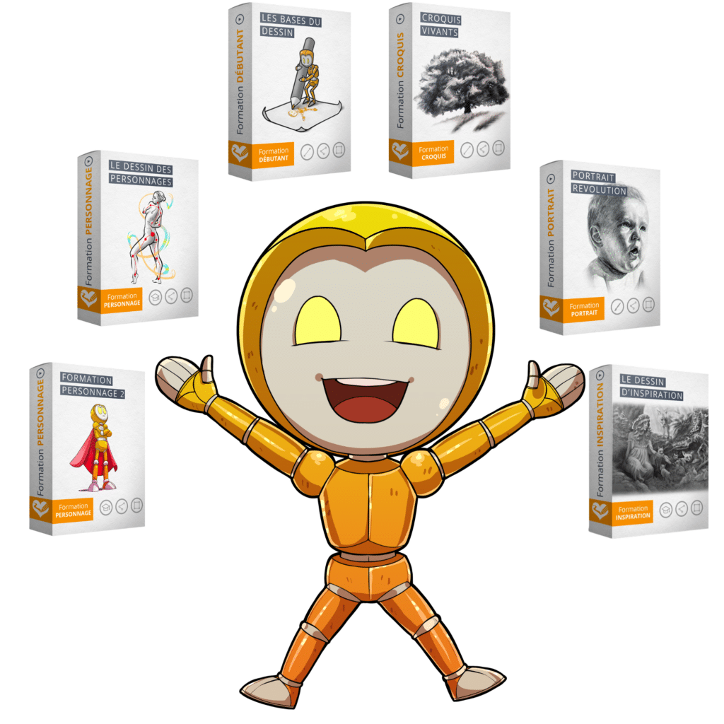 Pack de 6 formations de dessin avec mascotte - alternative abordable aux écoles d'art