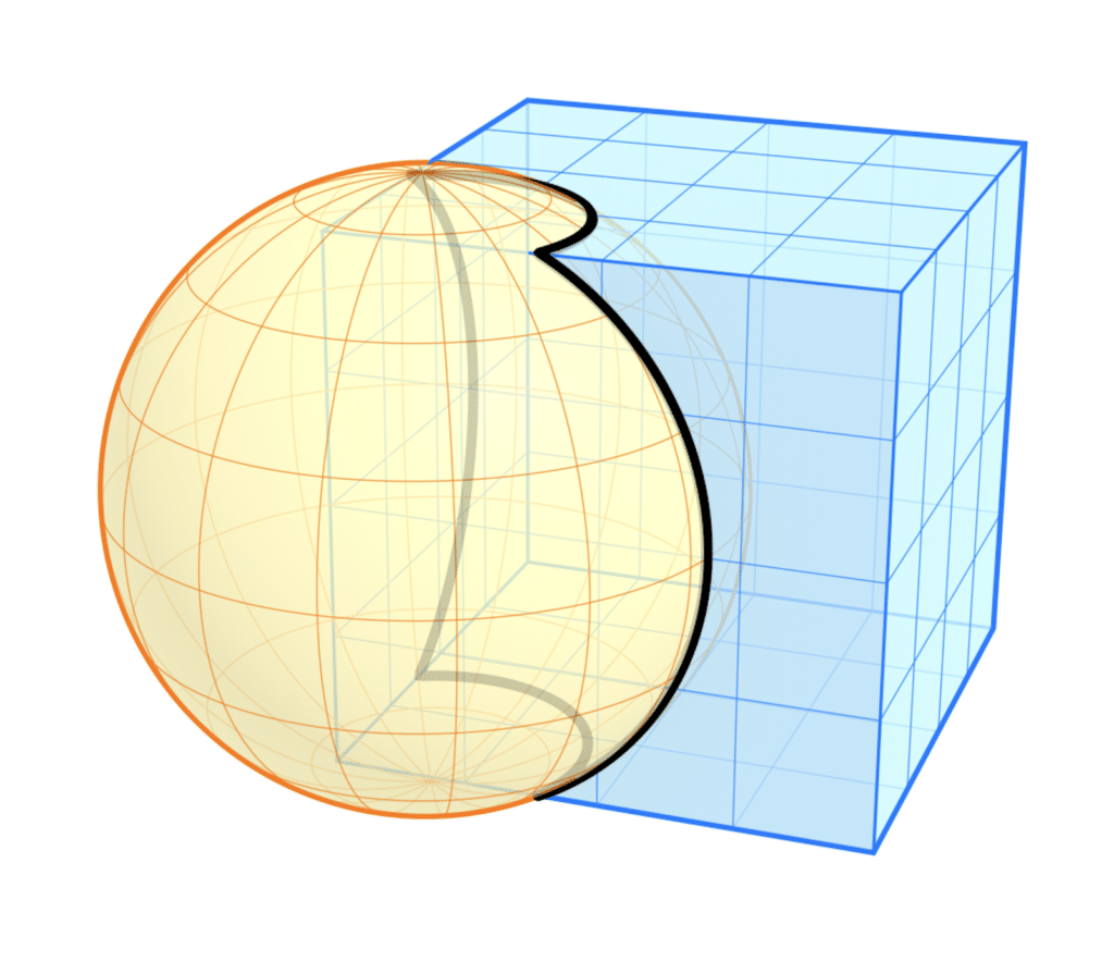 Intersection d'une sphère avec un cube - Bases du dessin
