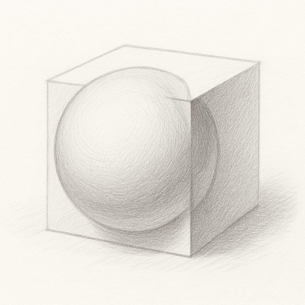 Intersection d'une sphère avec un cube fait par IA