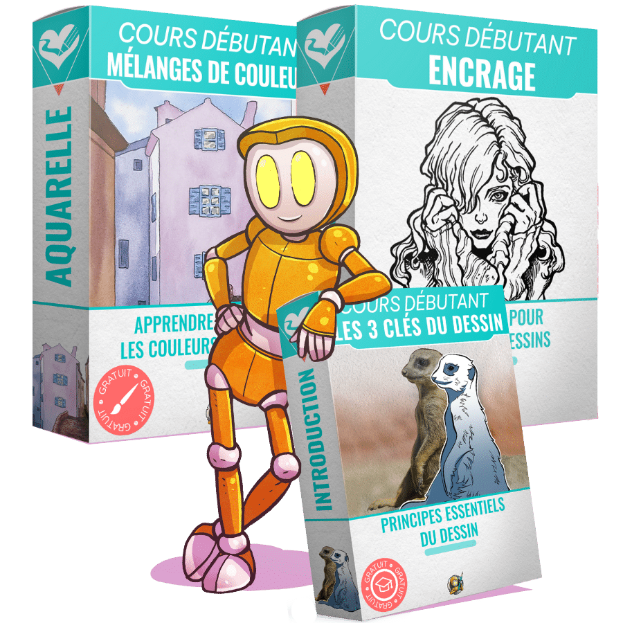 Pack formations OCE mascotte - Cours débutant aquarelle, encrage et dessin - Pop-up Apprendre à Dessiner