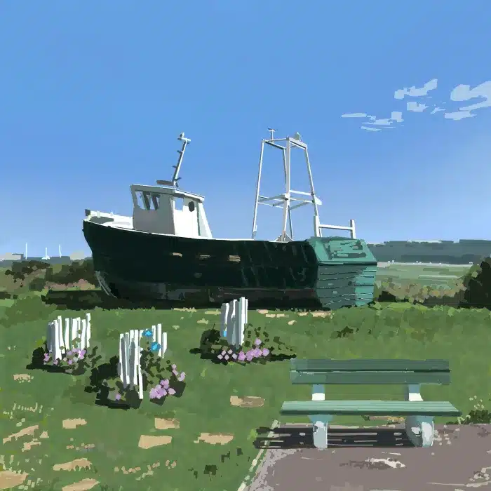 Illustration d'un bateau en digital painting coloré - Benjamin Cerbai