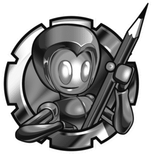 Badge palier Argent du programme d'affiliation Apprendre à Dessiner avec personnage mascotte tenant un pinceau