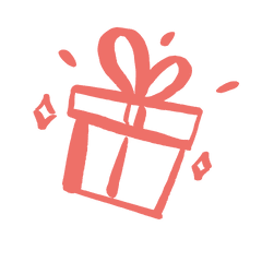 Icône cadeau rose avec nœud et confettis pour décoration de titre bonus