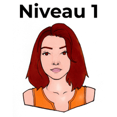 Illustration du Niveau 1 : portrait stylisé d'une femme aux cheveux roux pour apprendre l'observation 2D