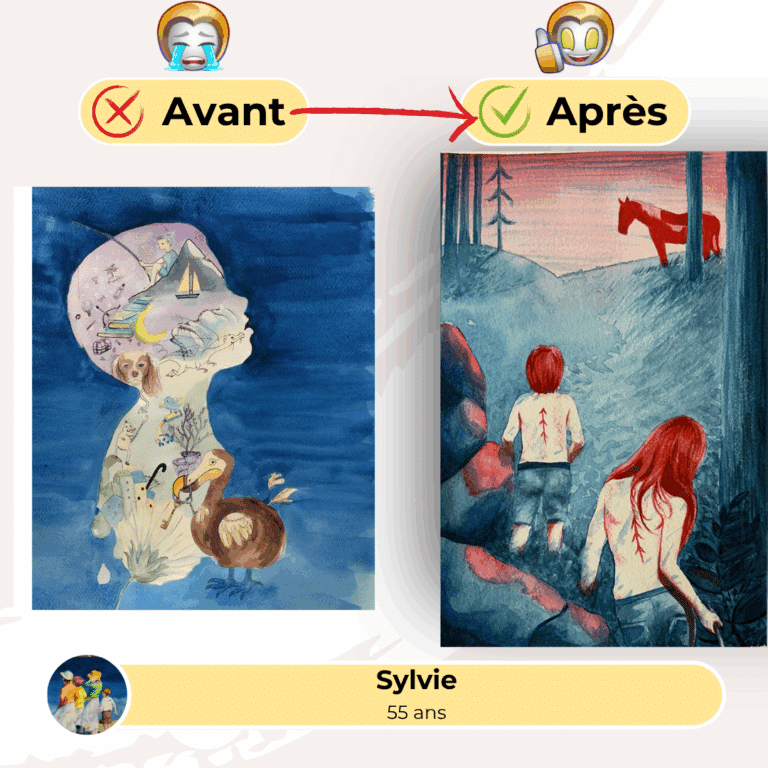 Témoignage avant-après de Sylvie, 55 ans : évolution de la carte mentale vers scène narrative en montagne