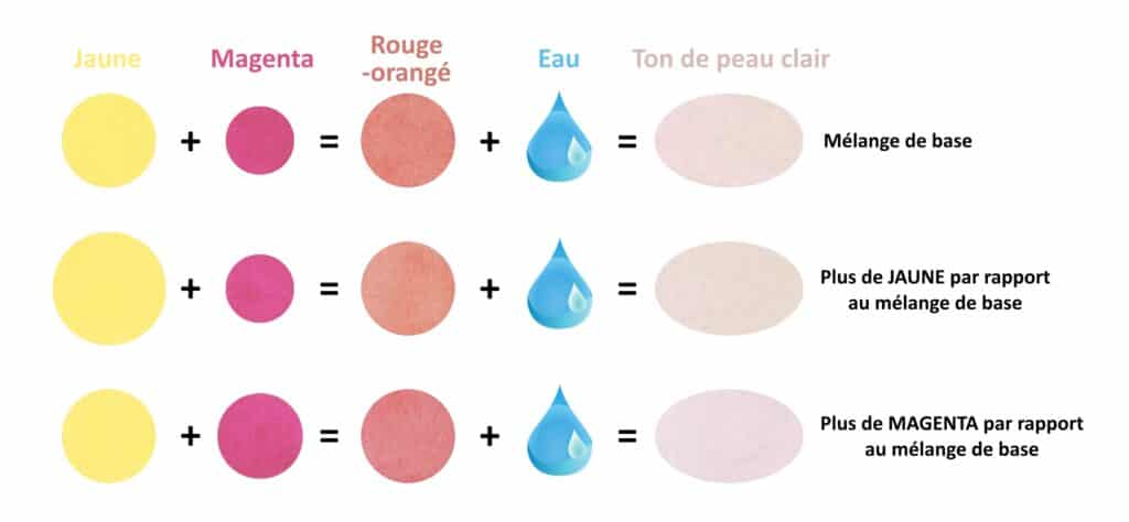 Les mélanges pour varier les tons de peau clairs.