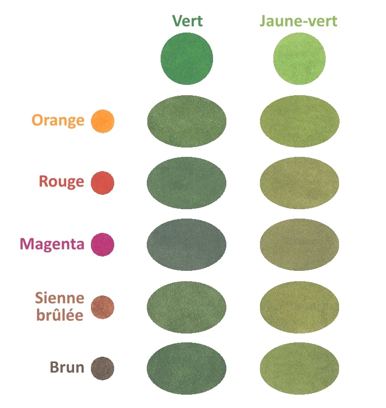 Ajouter une troisième couleur pour ternir le vert.