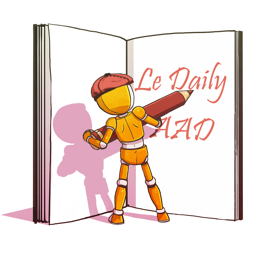 Mascotte AAD avec livre ouvert article blog dessin