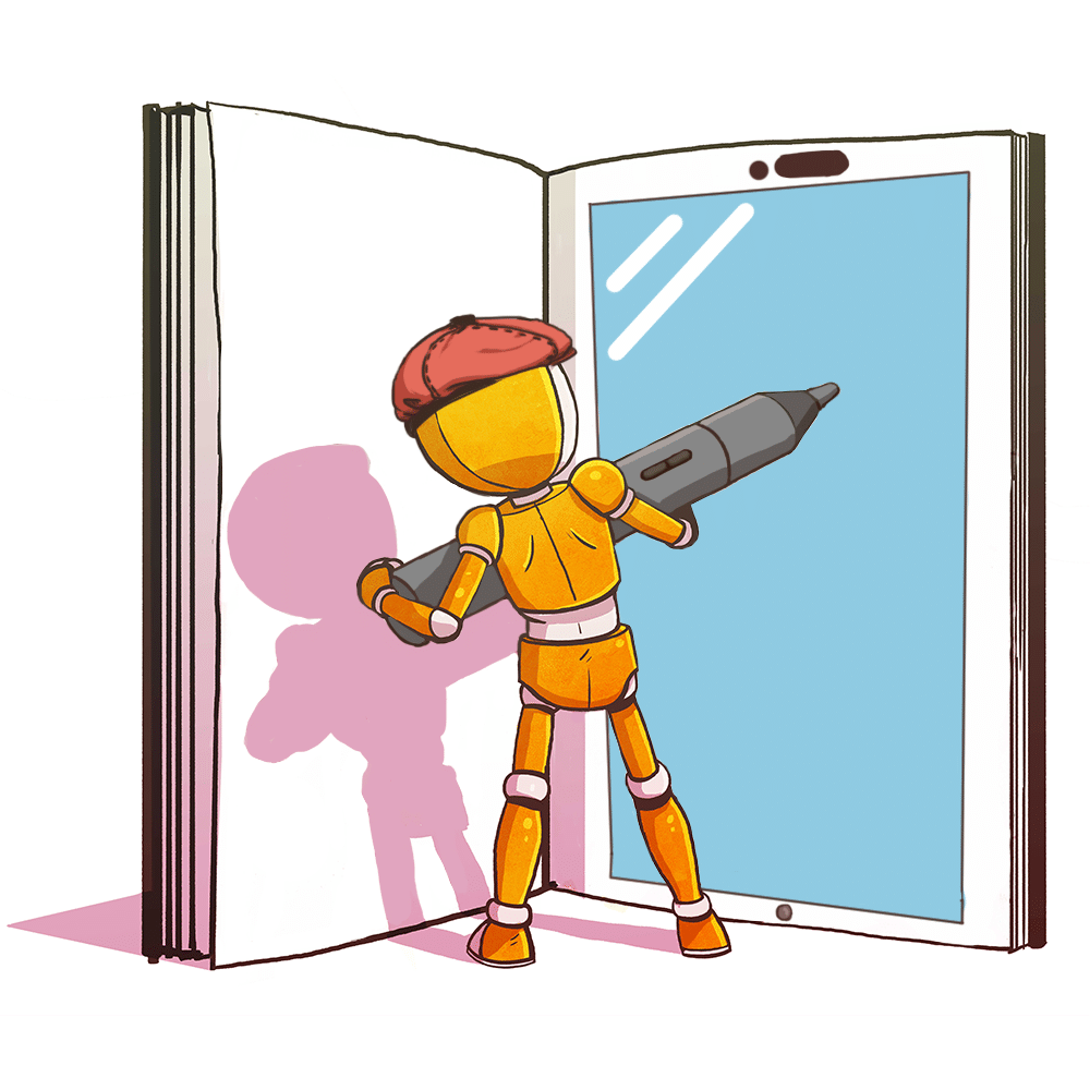 Mascotte AAD avec tablette numérique