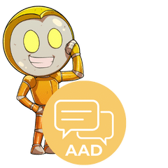 Mascotte AAD avec icône forum pour l'espace discussion communauté