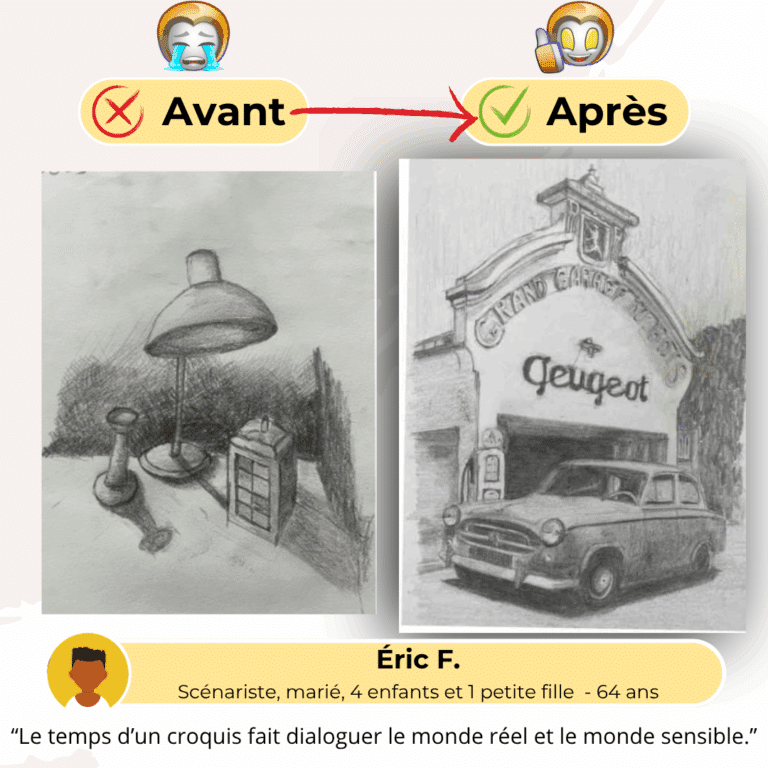 Témoignage croquis avant-après de Eric, 64 ans