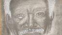 Technique de dessin en noir et blanc, visage humain en détail