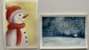 L'atelier de dessin avec des croquis et un bonhomme de neige