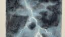 Dessin représentant un orage avec des éclairs dans le ciel sombre